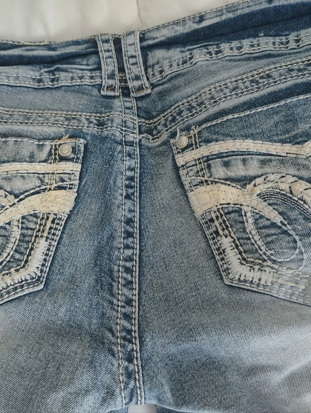 Wallflower Faded Light Blue Distressed Boyfriend Shorts, Size5 - Picture 4 of 6
